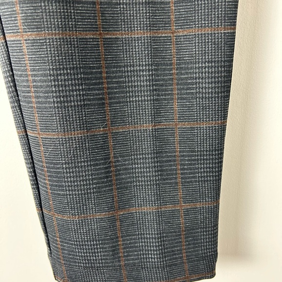 Max Studio Ankle Length Charcoal/Camel Plaid Pants Size L - Picture 6 of 6